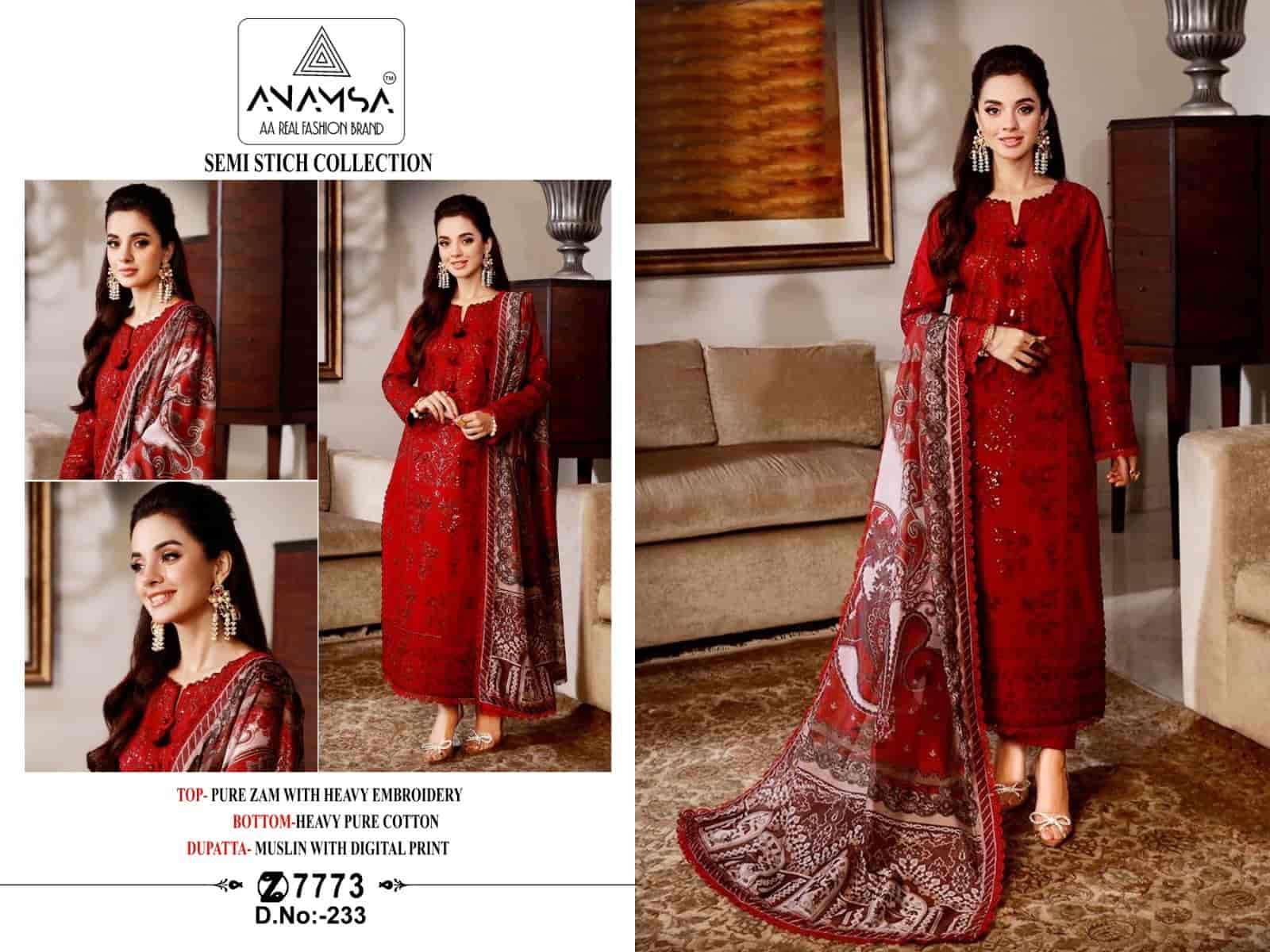 Anamsa 233 Fancy Designer Style Pure Cotton Salwar Suit Exporter
