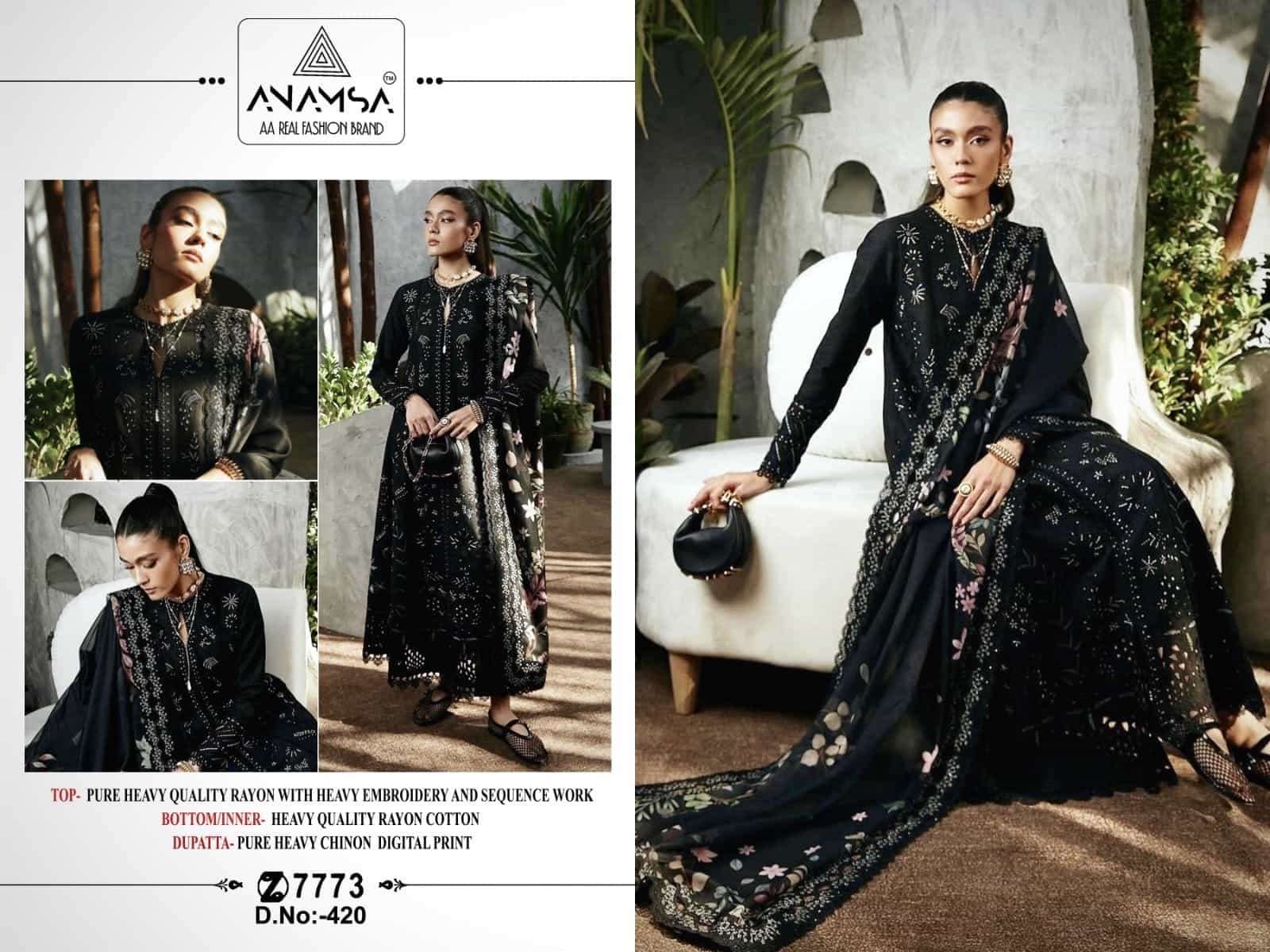 Anamsa 420 Fancy Latest Designer Pakistani Cotton Salwar Suit Buy Online 