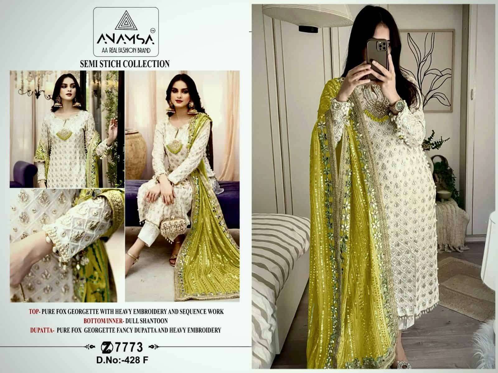 Anamsa 428 Colors Party Wear Style Heavy Designer Pakistani Salwar Suit Wholesalers