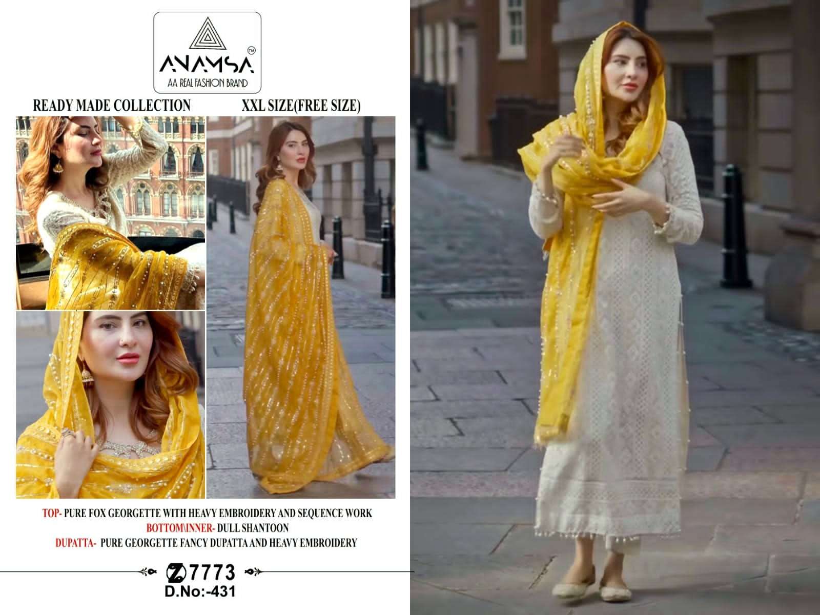Anamsa 431 Fancy Designer Style Pakistani Readymade Salwar Kameez Exporter
