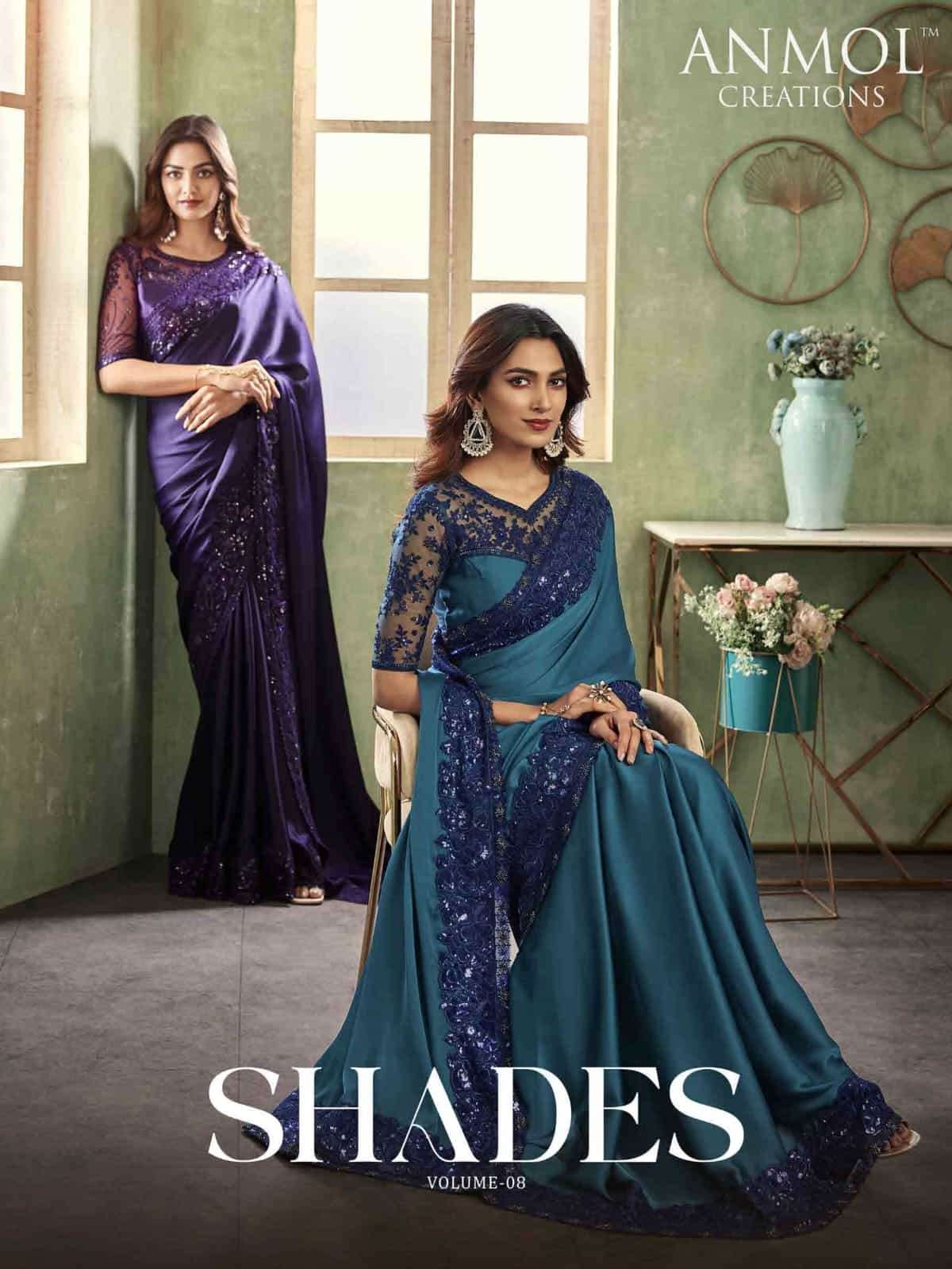 Anmol Creation Shades Vol 8 Party Wear Style Fancy Designer Saree Catalog Collection