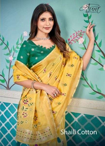 Aura Shaili Cotton Fancy Exclusive Weaving cotton Saree Catalog