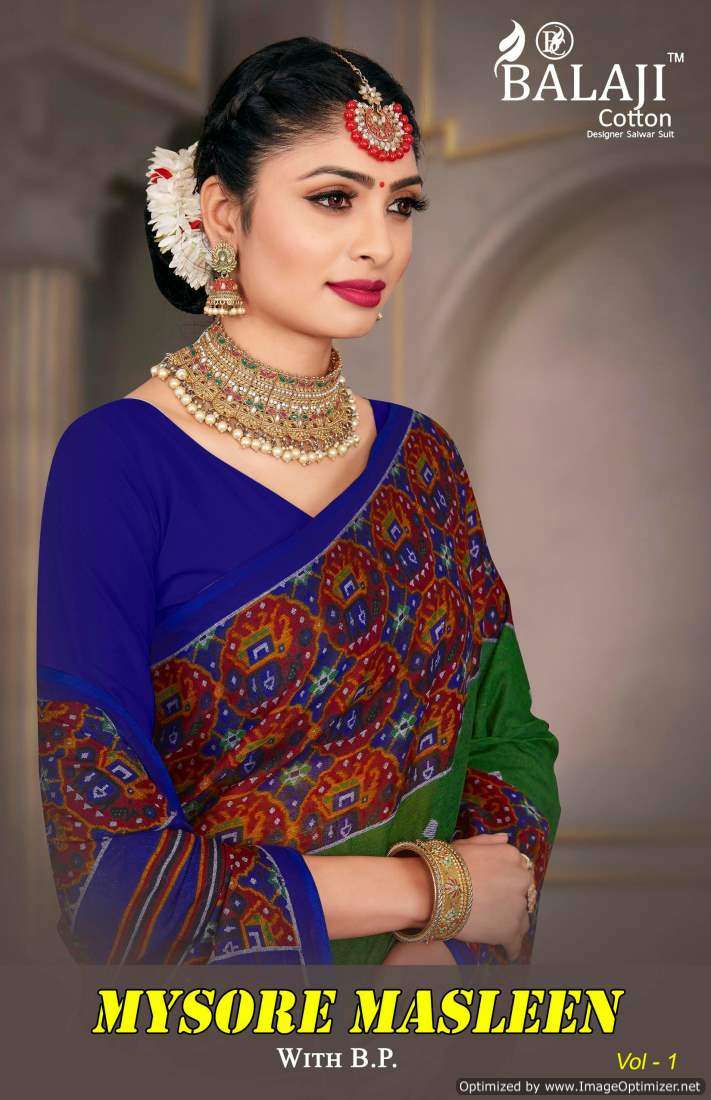 Balaji Cotton Mysore Masleen Vol 1 Festive Wear Cotton Saree New Designs