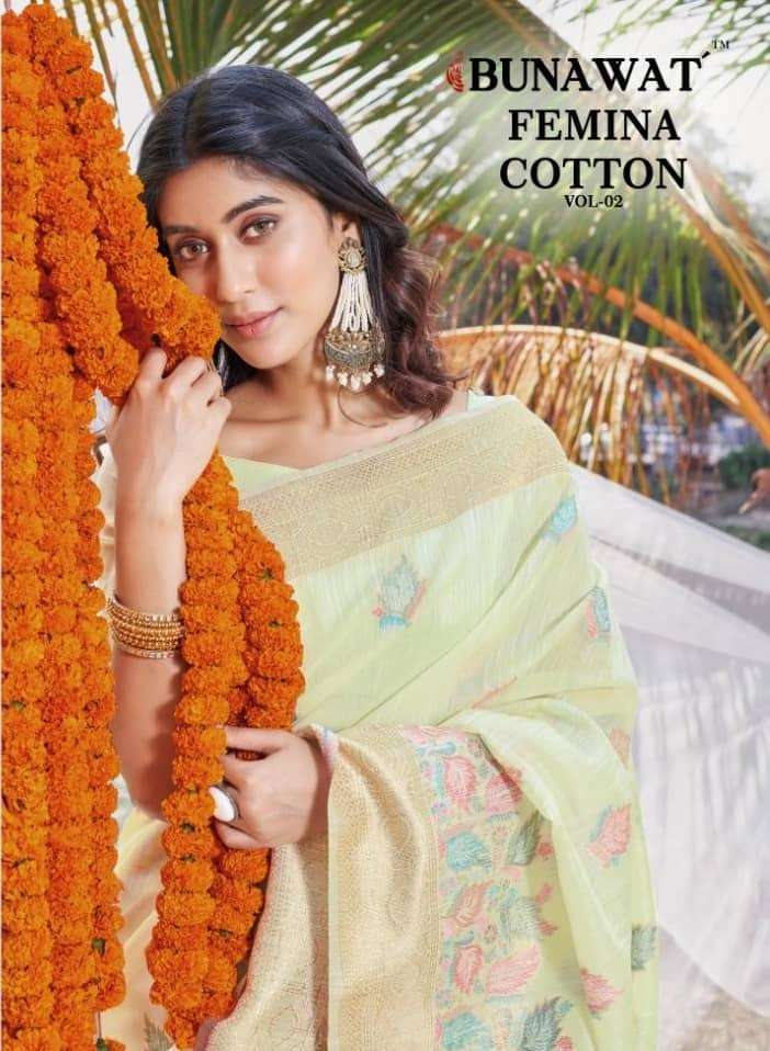 Bunawat Femina Cotton Vol 2 Latest Fancy Designer Cotton Saree Catalog Collection