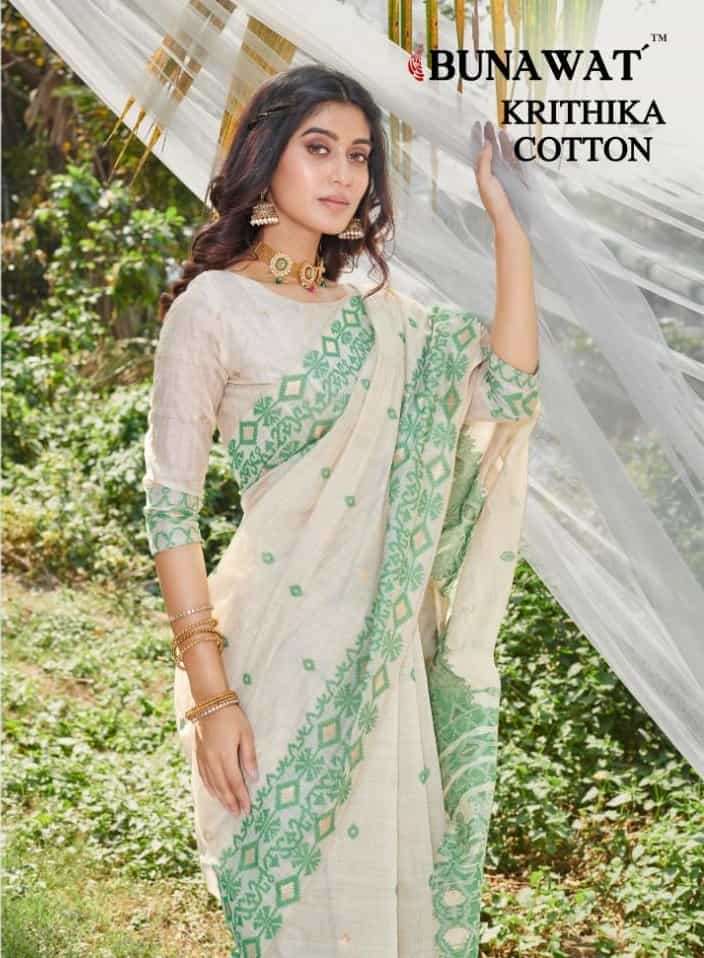Bunawat Krithika Cotton Daily Wear Style Cotton Saree Catalog Collection