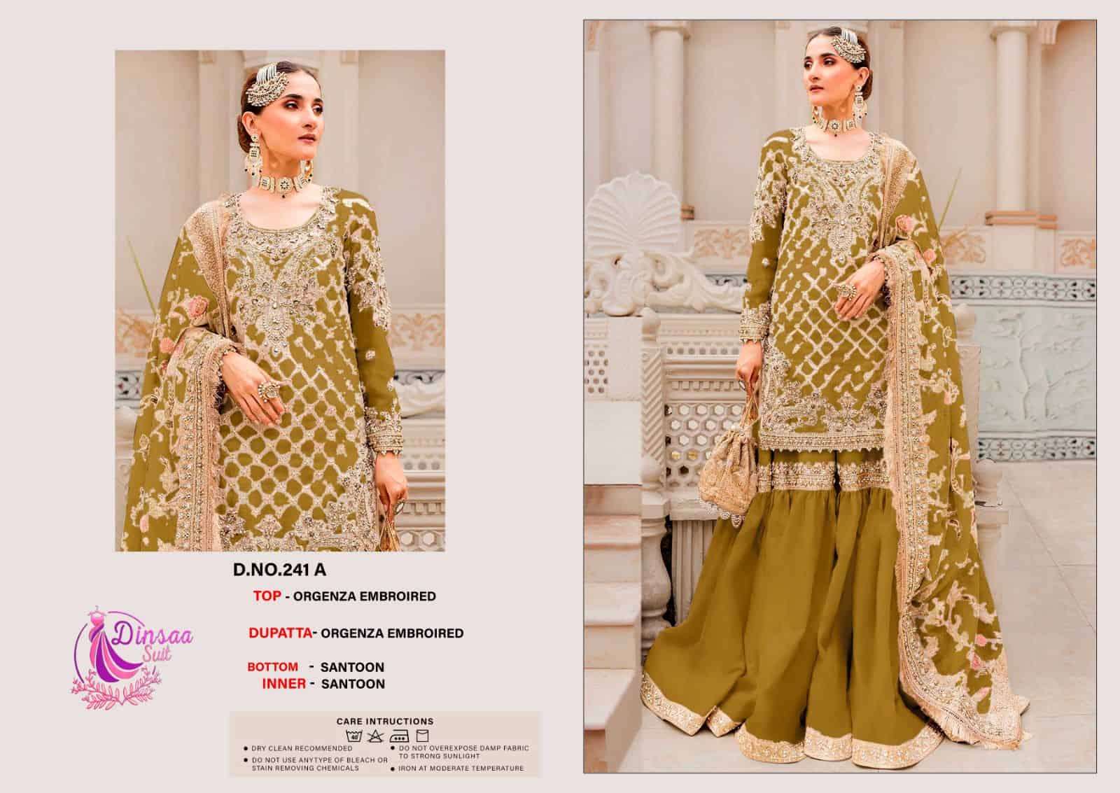 Dinsaa 241 A Pakistani Festive Wear Style Designer Salwar Suit Buy Online