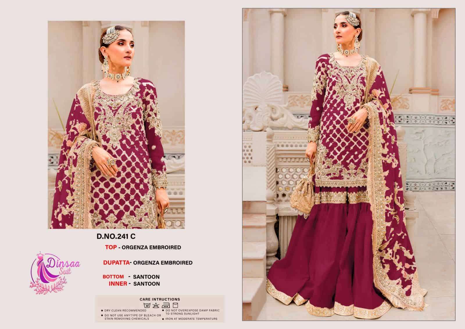 Dinsaa 241 C Latest Heavy Designer Style Unstitched Salwar Suit Buy Online