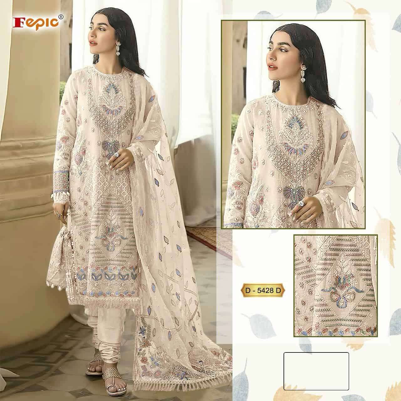 Fepic C 5428 D Pakistani Style Designer Embroidered Unstitched Dress Salears