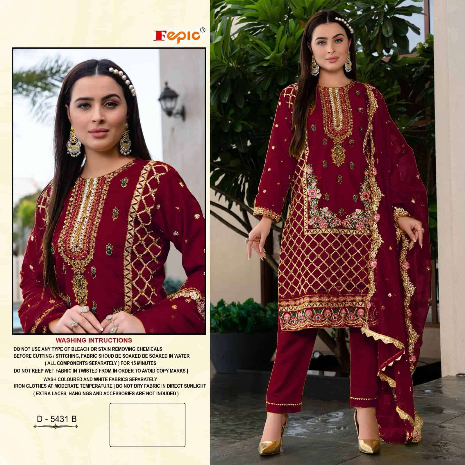 Fepic D 5431 B Luxe Organza Pakistani Unstitched Dress Online Suppliers