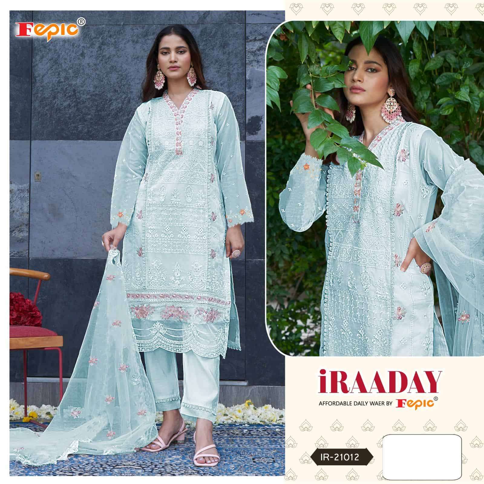 Fepic Iraaday IR 21012 Colors Pakistani Style Fancy Embroidered Suit Wholesalers