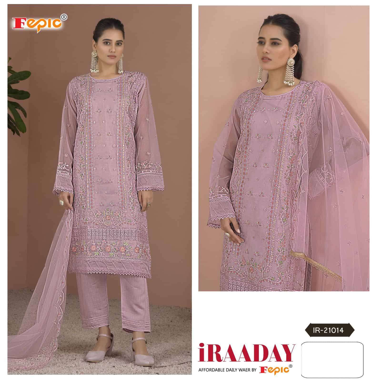 Fepic Iraaday IR 21014 Colors Latest Organza Embroidered Salwar Suit Wholesalers