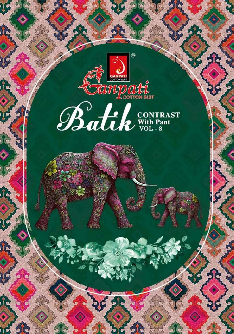 Ganpati Batik Vol 8 Cotton Kurti Pant Dupatta Set Catalog Dealers