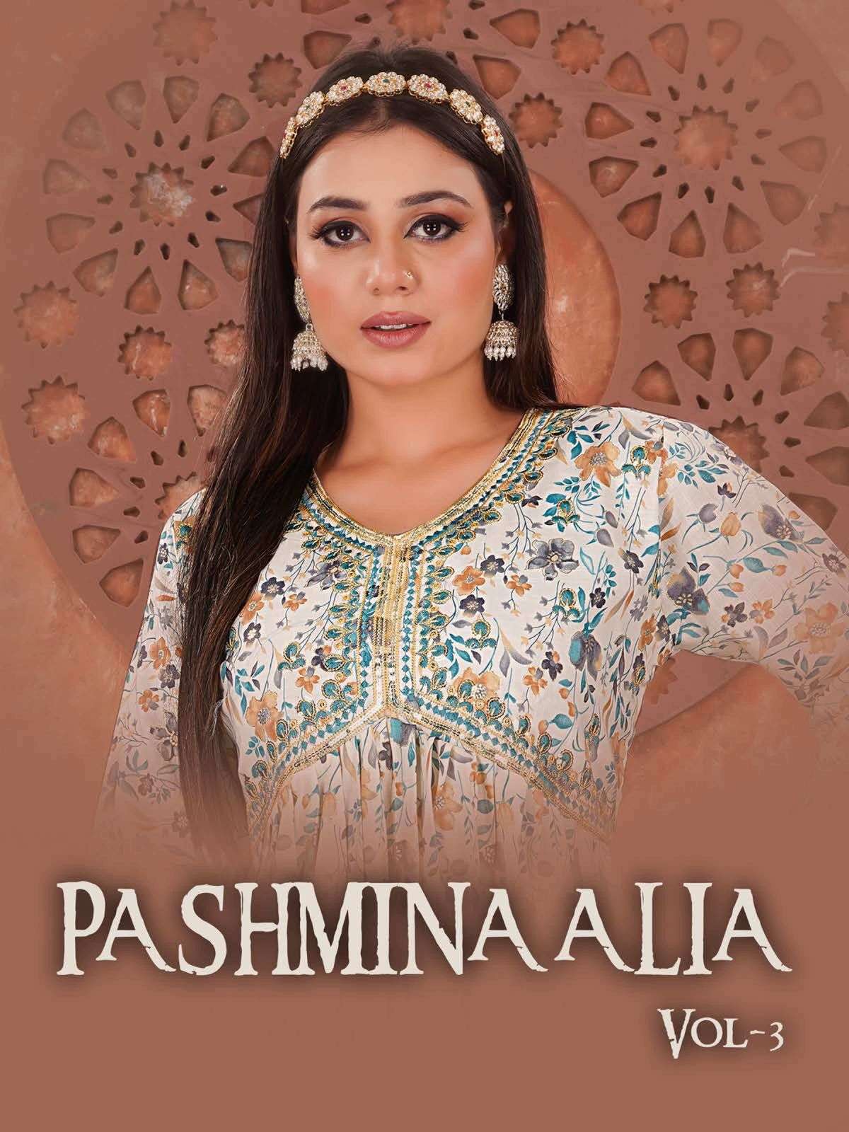 Golden Pashmina Alia Vol 3 Aaliya Style Kurti Bottom Dupatta Set Catalog Exporters