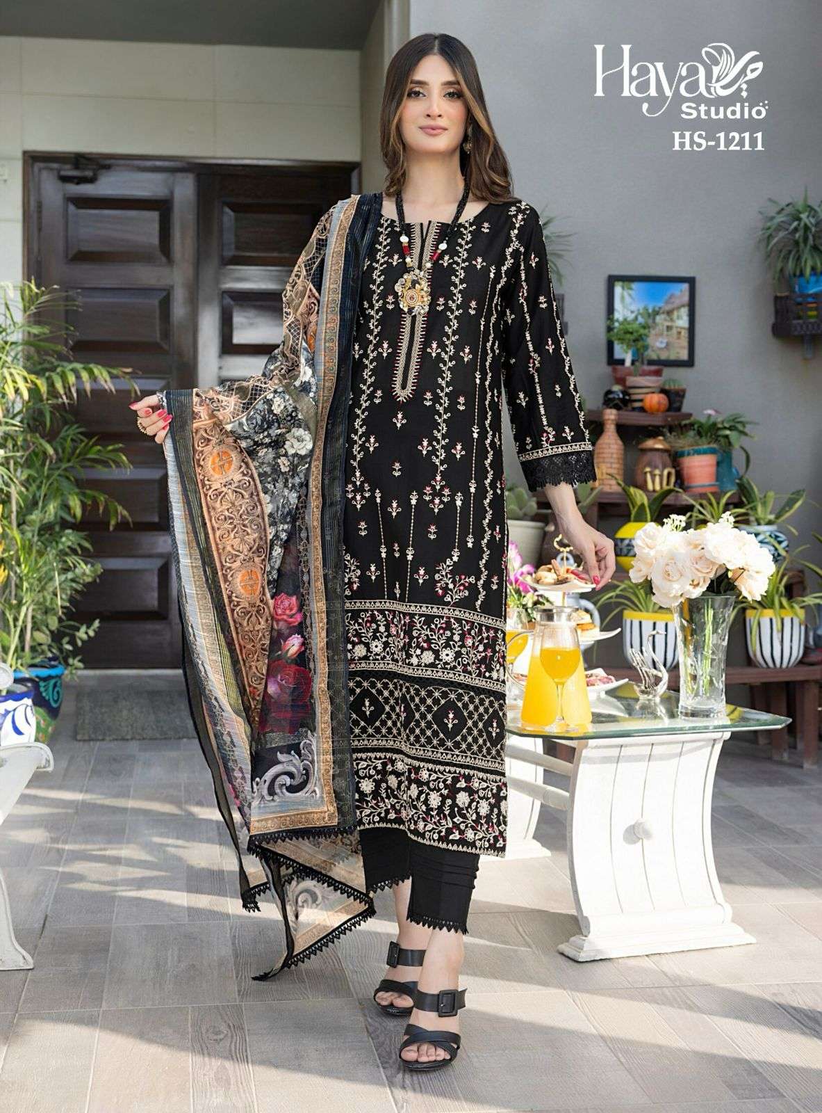 Haya Studio Hs 1211 Designer Silk Pakistani 3 Piece Pair Ladies Collection