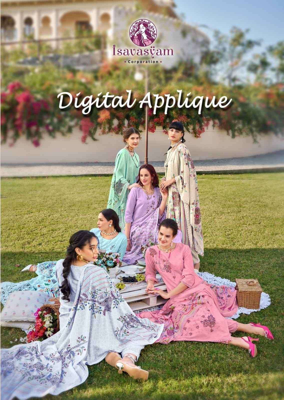 Isavasyam Digital Applique Muslin Kurti Pant Dupatta Set Exclusive Collection