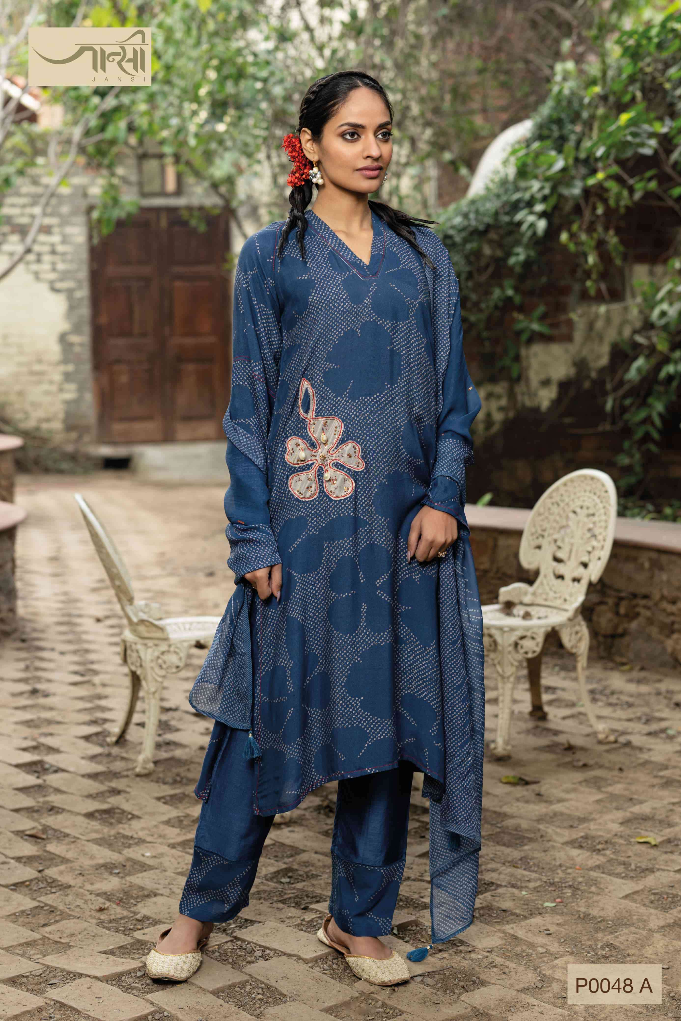 Jansi By Omtex P0048 Colors Designer Muslin Dress Readymade Collection