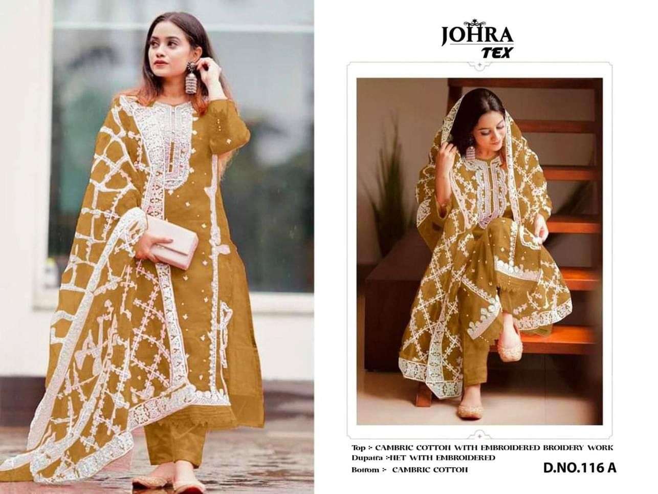 Johra Tex 116 A Pakistani Style Designer Work Dress Suppliers