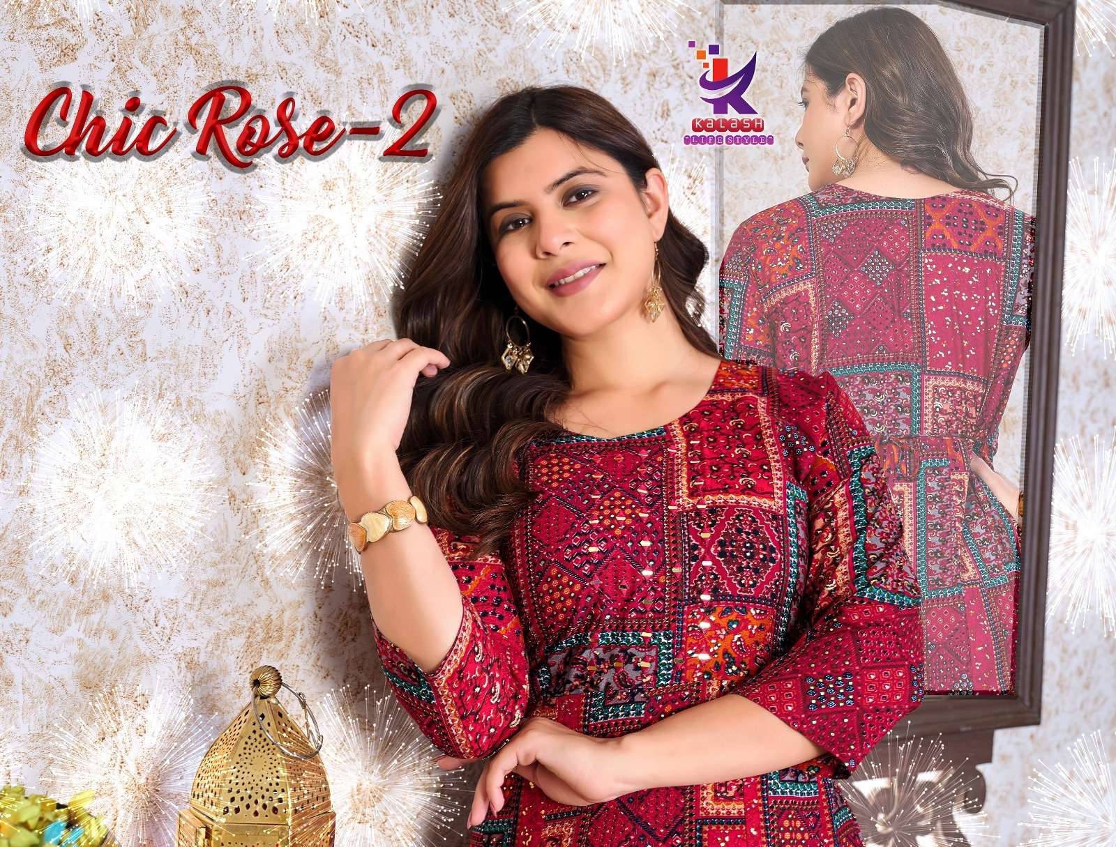 Kalash Lifestyle Chic Rose Vol 2 Fancy Rayon Kurti Gown Catalog Supplier