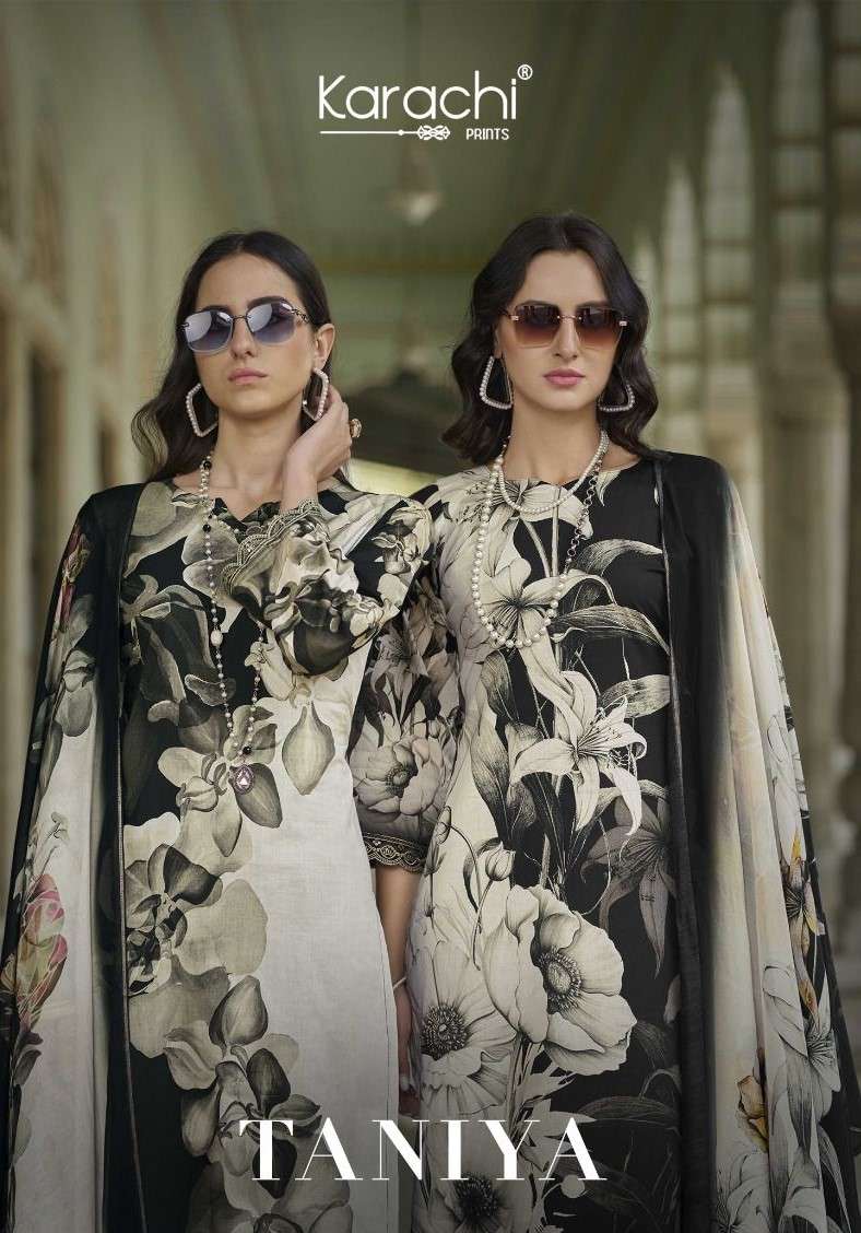 Karachi Prints Kesar Taniya Pure Cambric Cotton Ladies Suit Catalog Exporters