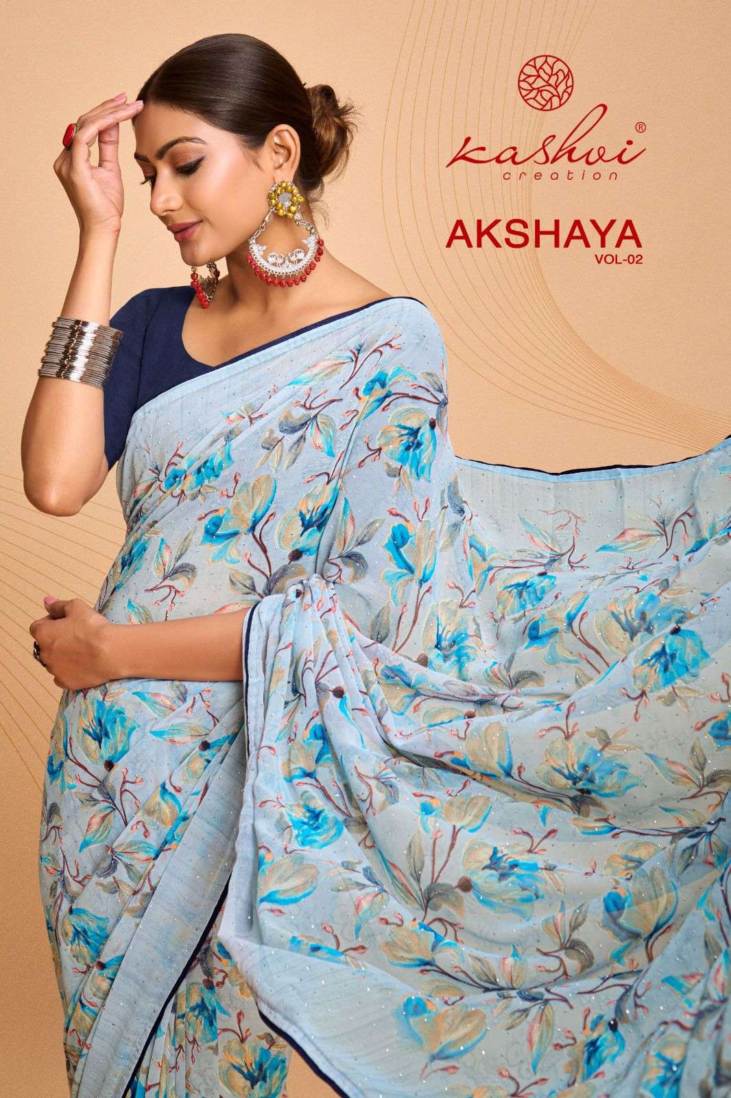 Kashvi Akshaya Vol 2 Floral Designs Fancy Saree Catalog Wholesale Buy Online