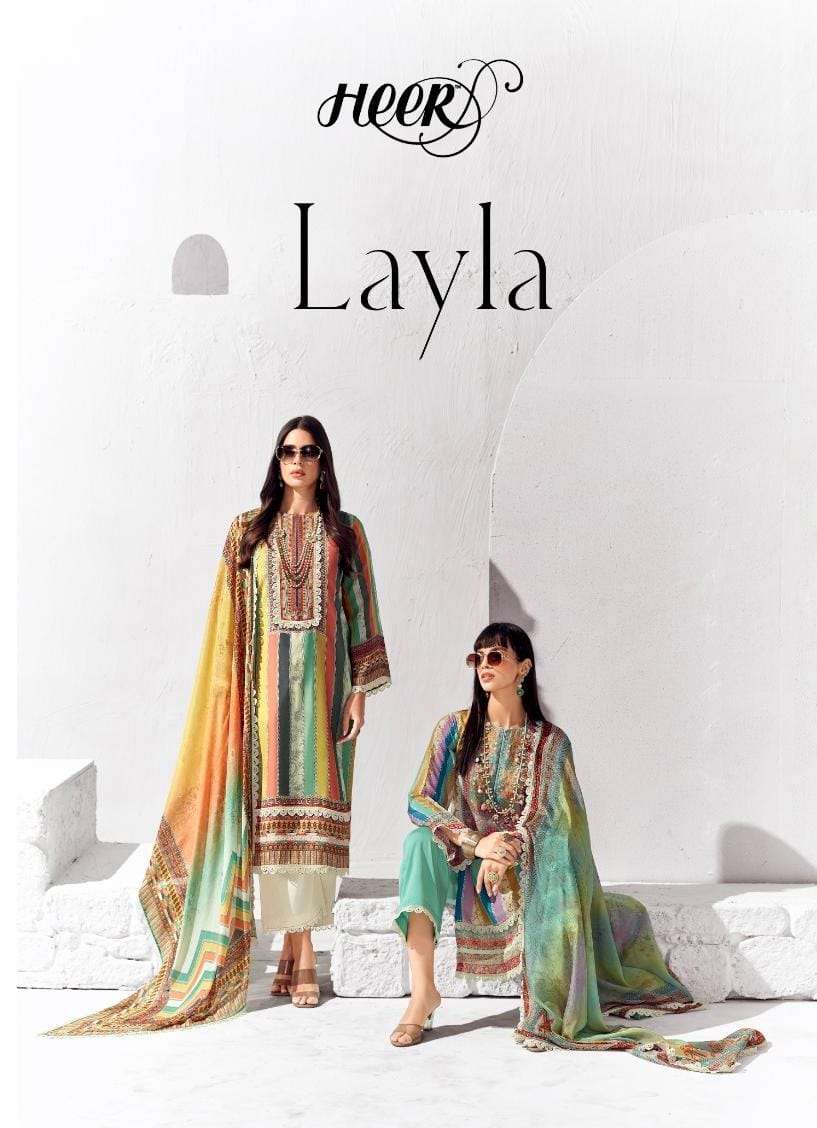 Kimora Heer Layla Latest Catalog Pure Cotton Fancy Suit Exporters