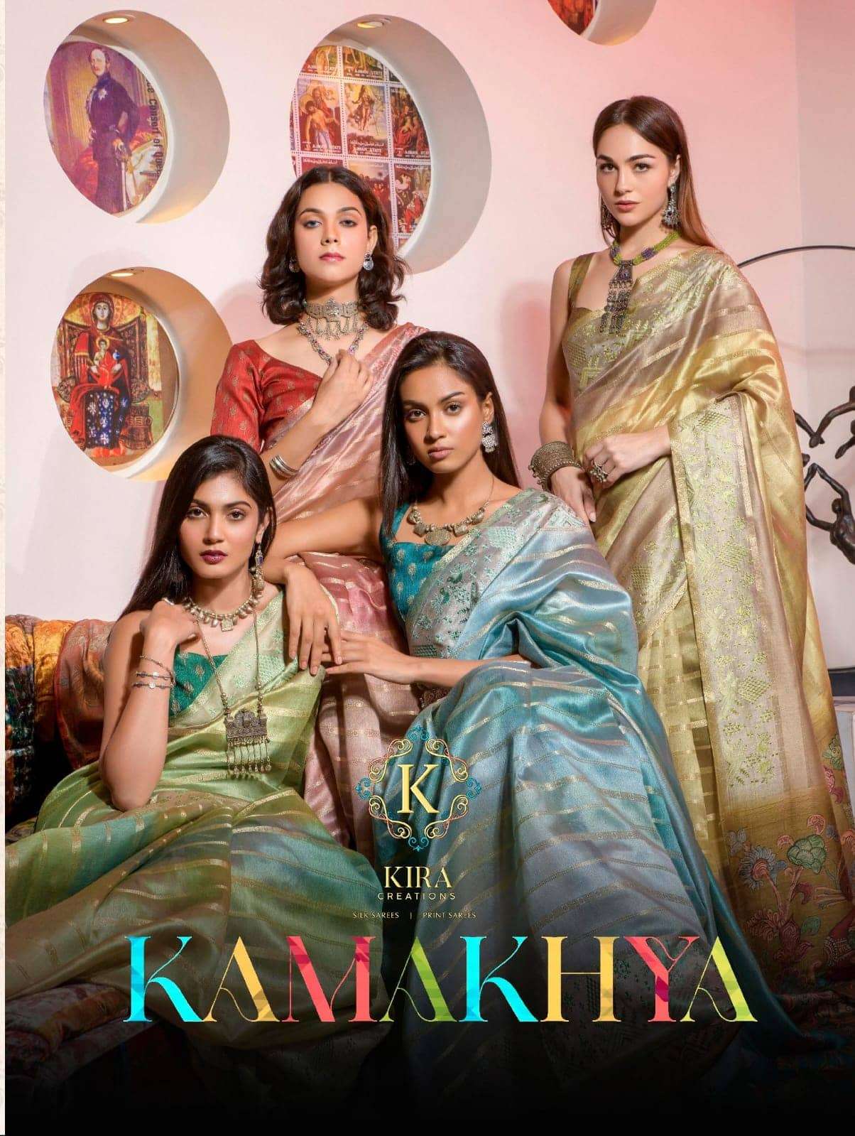 Kira Kamkhya 14000 To 14007 Fancy Designer Style Silk Saree Catalog Collection