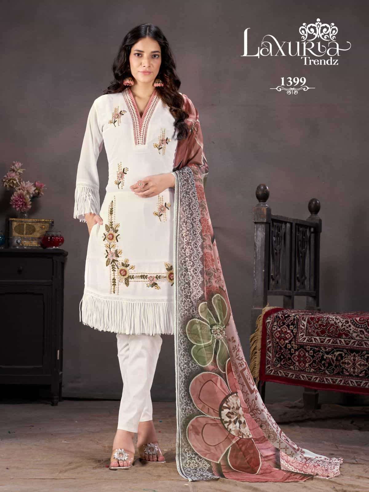 Laxuria Trends 1399 Fancy Designer Style Georgette Salwar Suit Readymade Collection