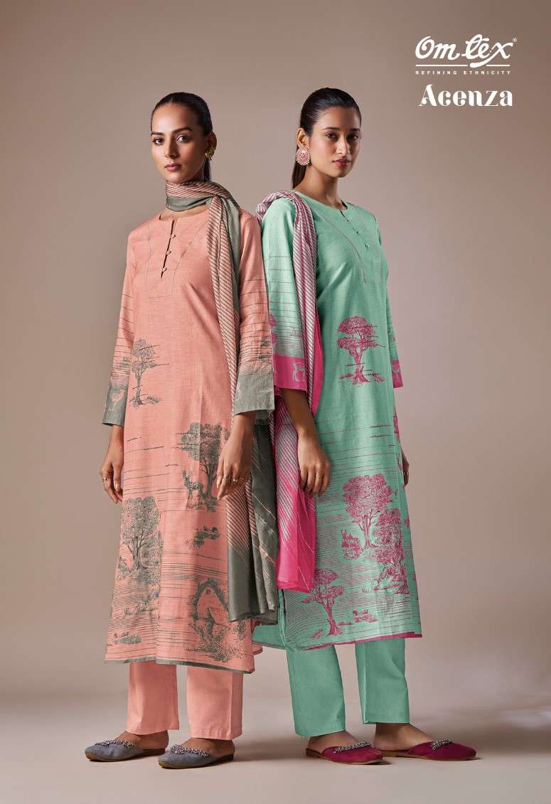 Omtex Acenza Exclusive Designs Linen Cotton Ladies Suit Suppliers