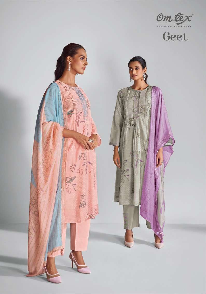 Omtex Geet Muslin Linen Exclusive Ladies Suit Catalog Suppliers