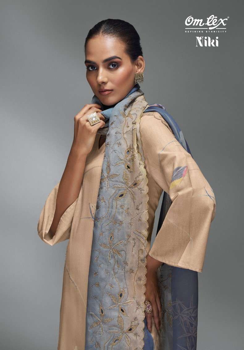 Omtex Niki Fancy Linen Cotton Ladies Suit Catalog Suppliers