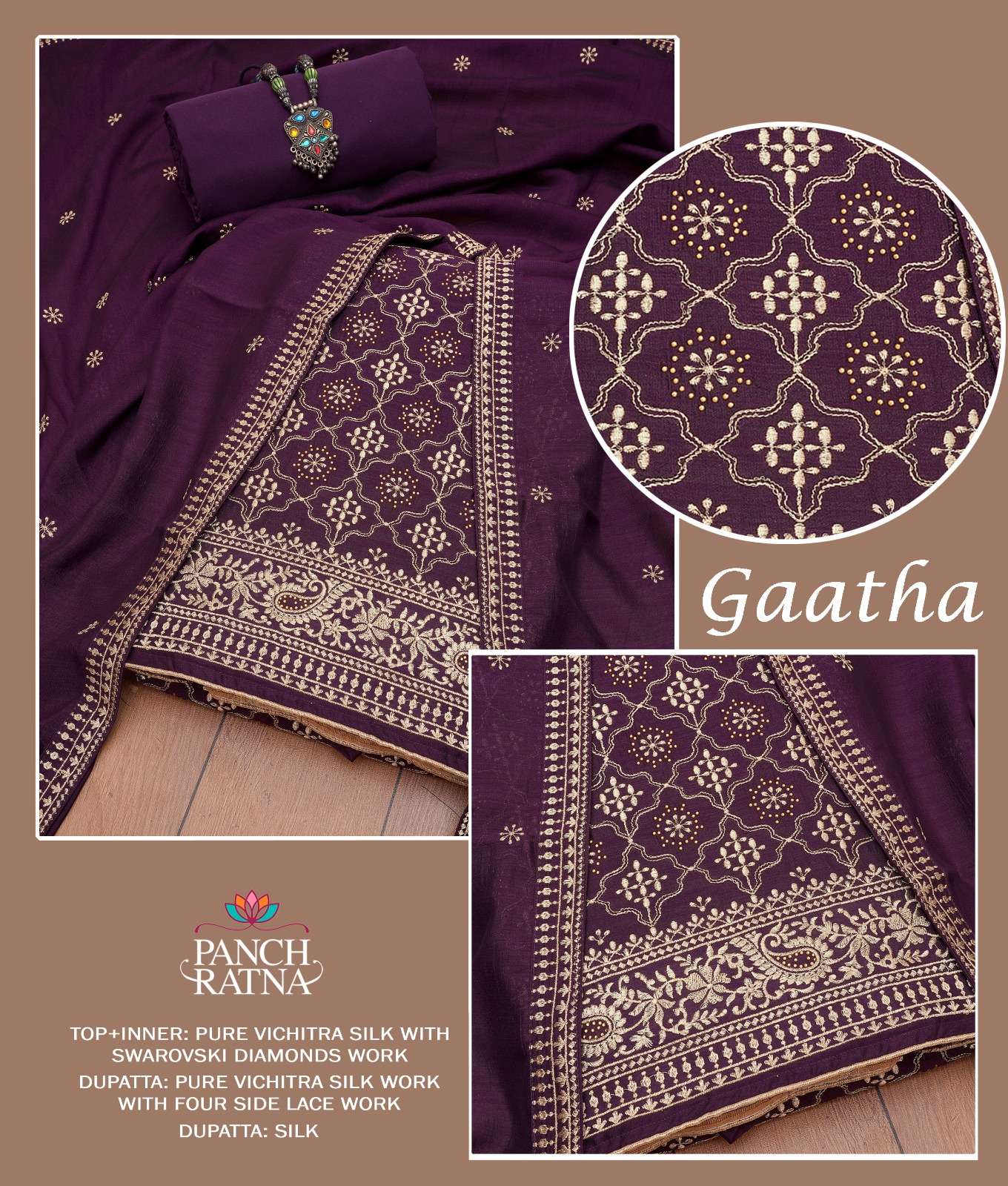 Panch Ratna Gaatha Silk Salwar Suit Catalog Wholesaler