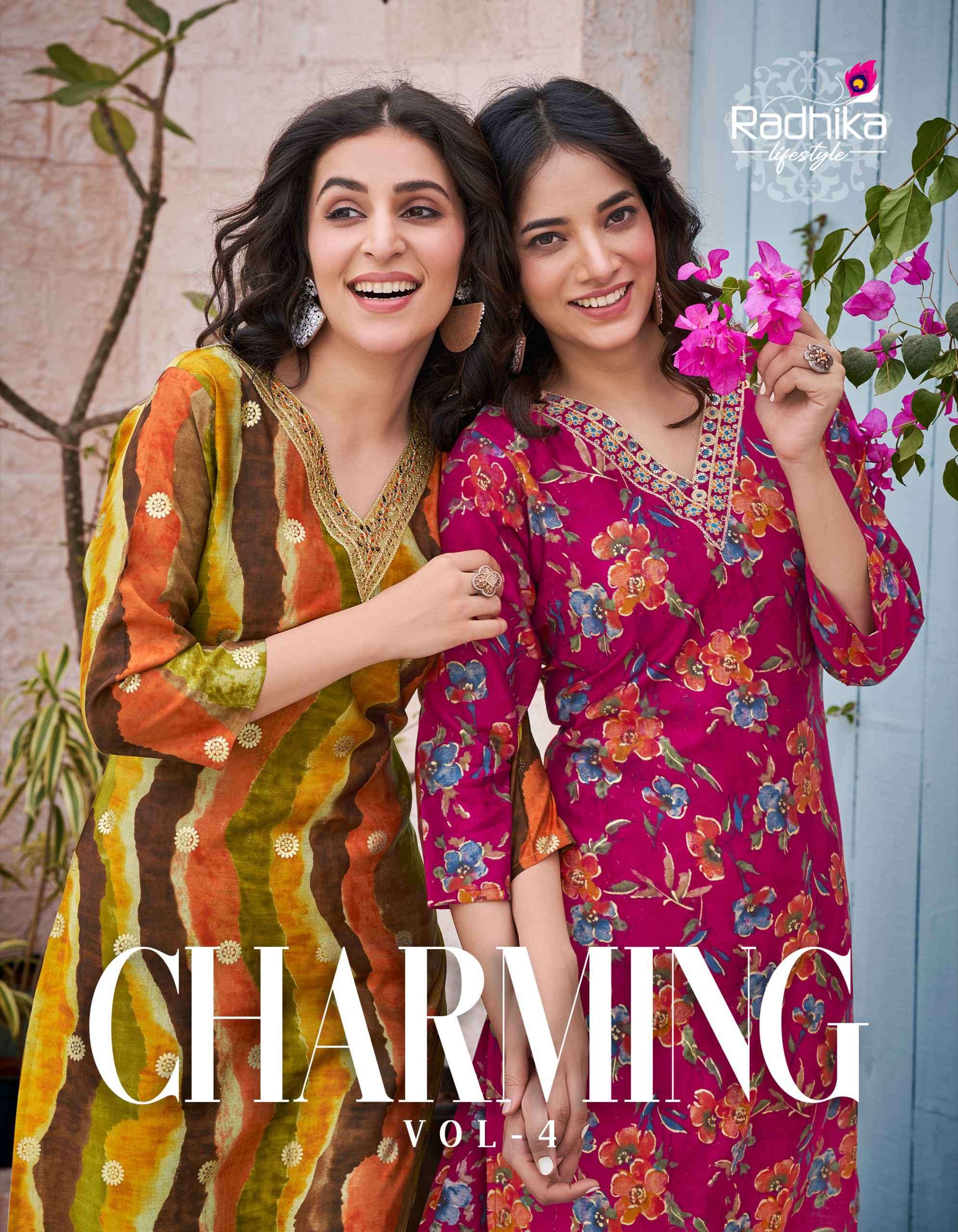 Radhika Lifestyle Charming Vol 4 Fancy Chanderi Print Kurti Catalog Wholesalers