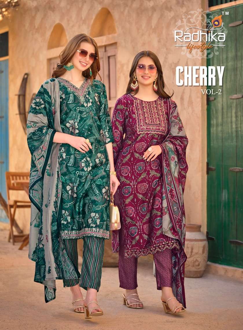 Radhika Lifestyle Cherry Vol 2 Fancy Muslin Suit Readymade Collection