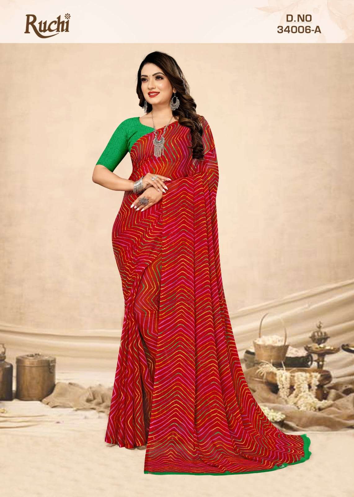 Ruchi Saree Star Chiffon Lehriya 06 Printed Saree Catalog Dealers Buy Online