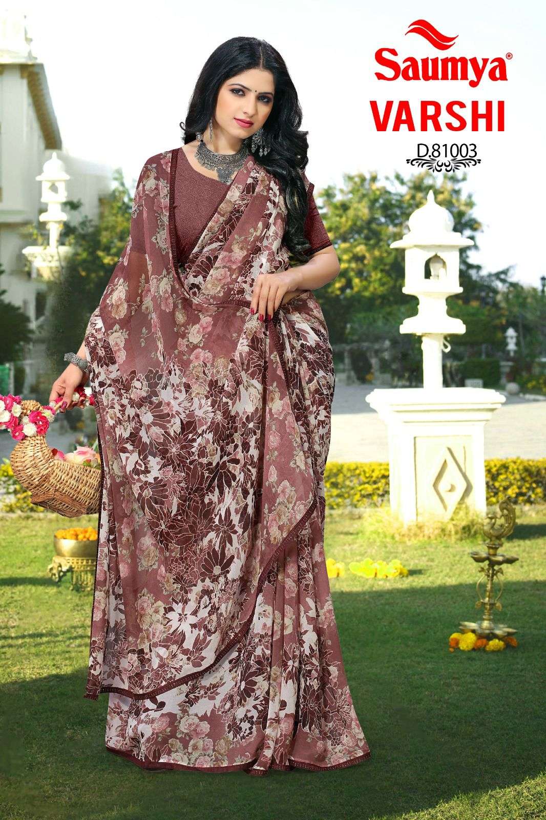 Saumya Varshi Floral Style Georgette Saree Catalog Wholesalers