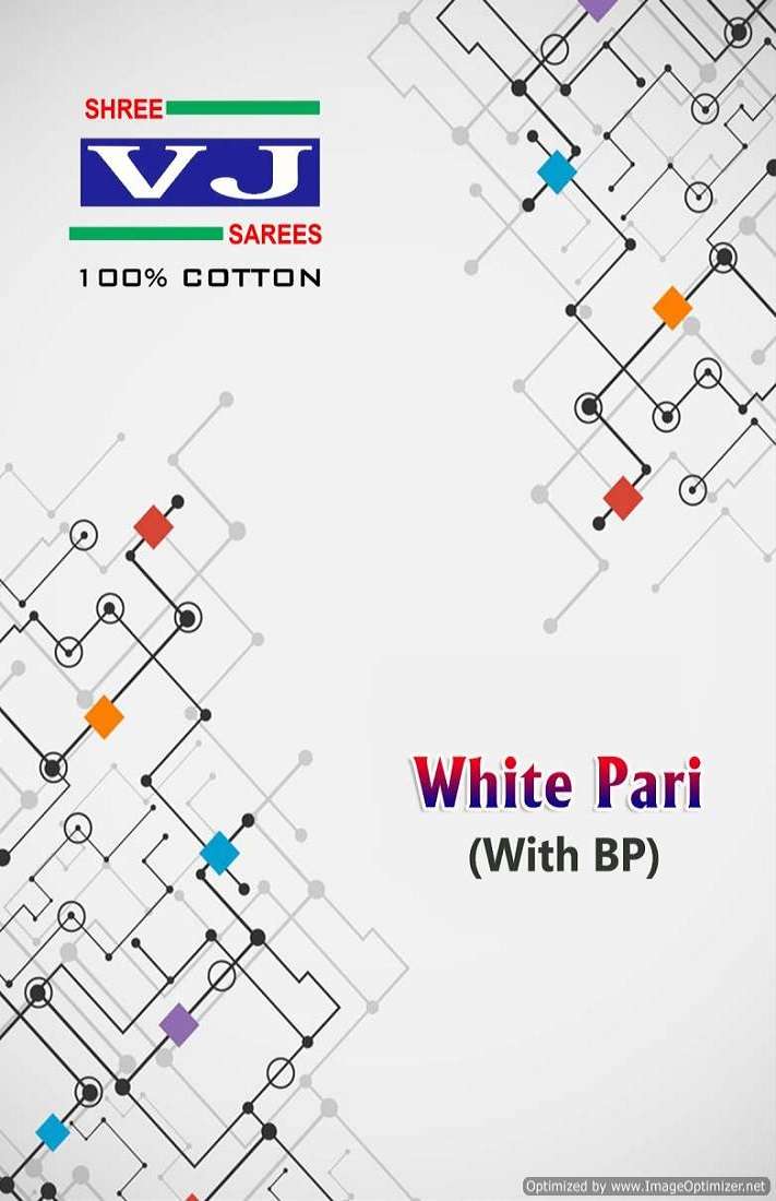 Shree VJ White Pari fancy printed Cotton Saree Catalog Wholesaler