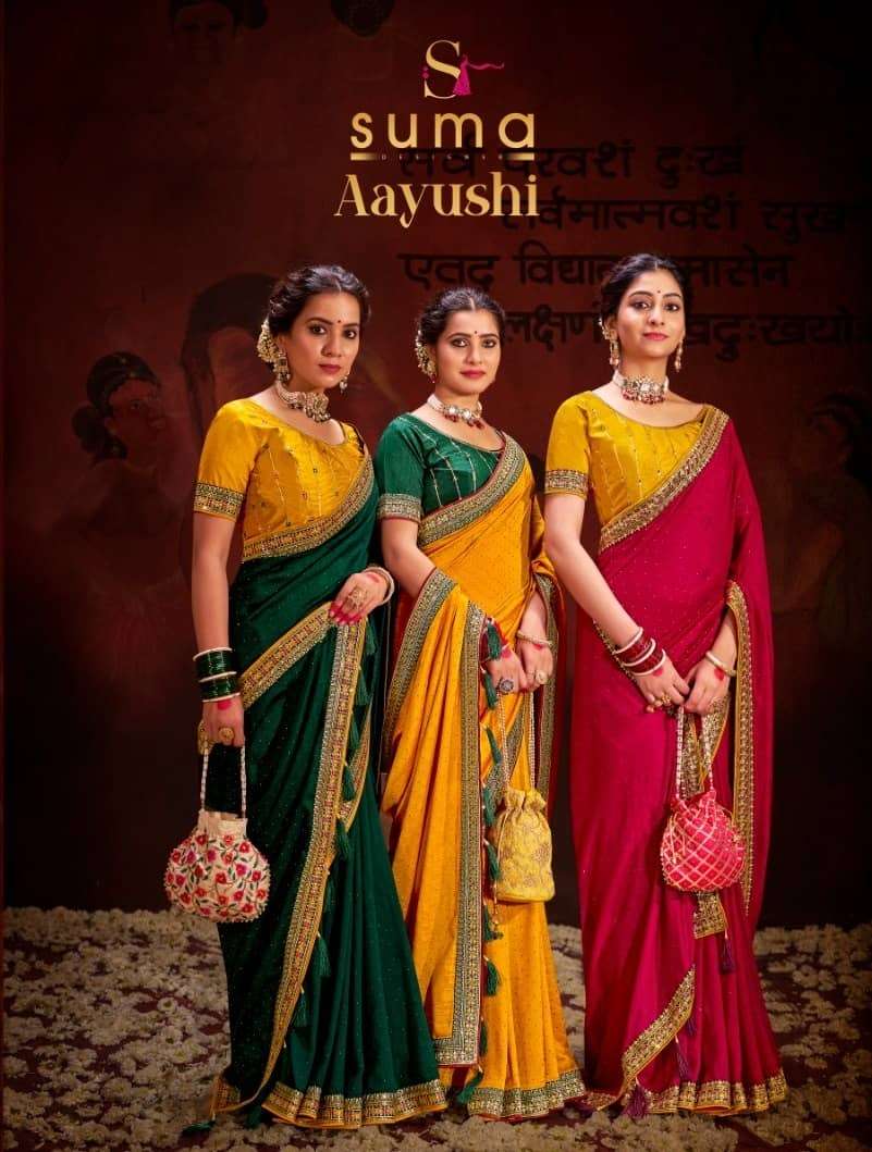 Suma Aayushi 4001 To 4009 Latest Fancy Designer Party Wear Saree Catalog Collection