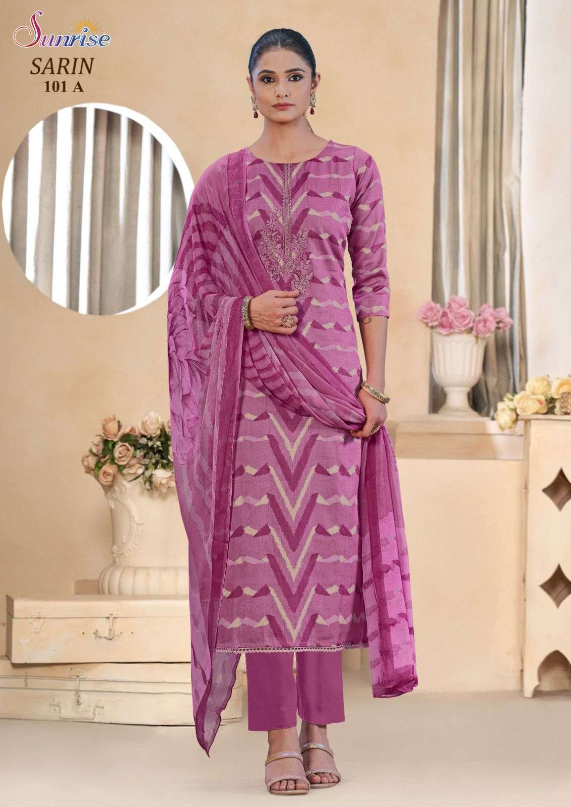Sunrise Sarin 101 Fancy Zam Silk Ladies Dress Catalog Exporters
