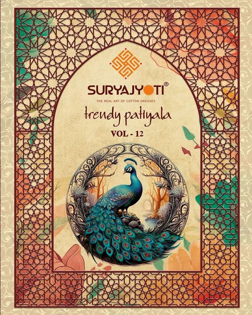 Suryajyoti Trendy Patiyala Vol 12 Unstitch Cotton Suit Catalog Suppliers