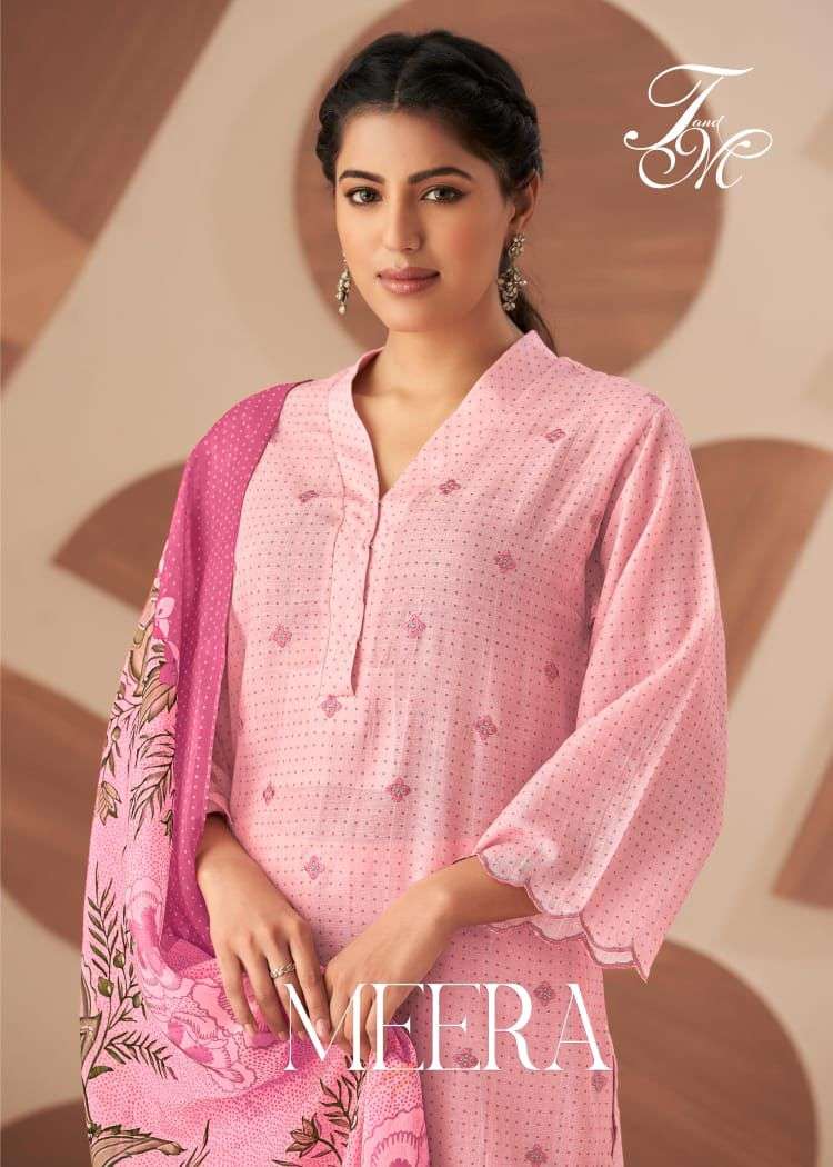 T And M Designer Meera Fancy Designs Linen Salwar Suit Catalog Dealers