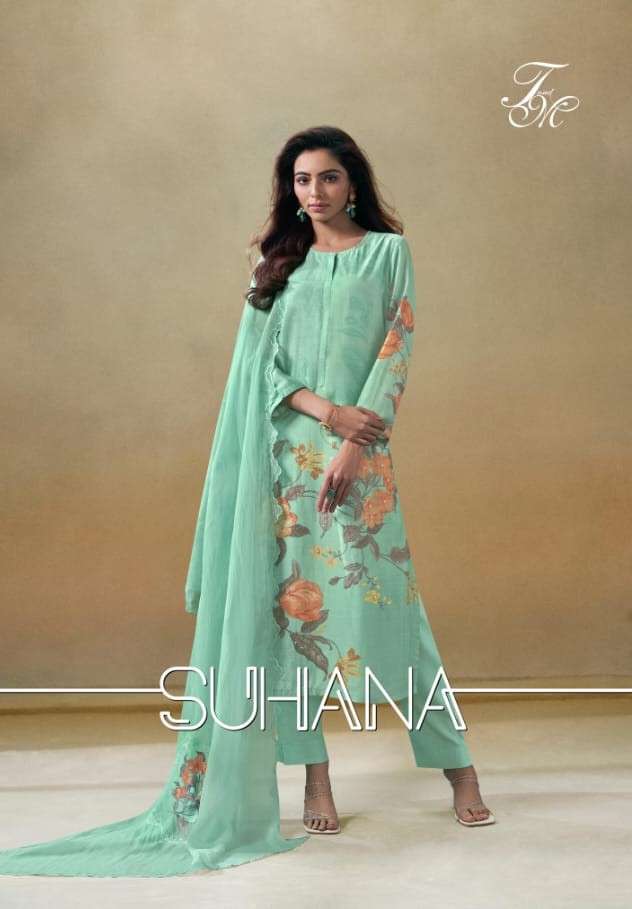 T And M Designer Suhana Fancy Muslin Silk Suit Catalog Exporters