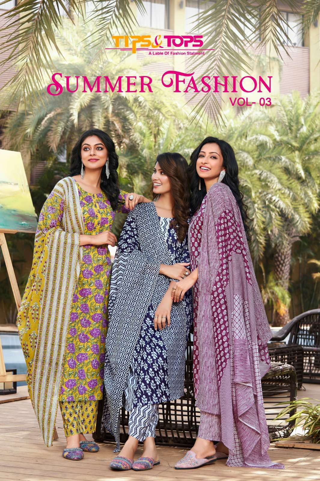 Tips And Tops Summer Fashion Vol 3 Cotton Kurti Pant Dupatta set Catalog Wholesale