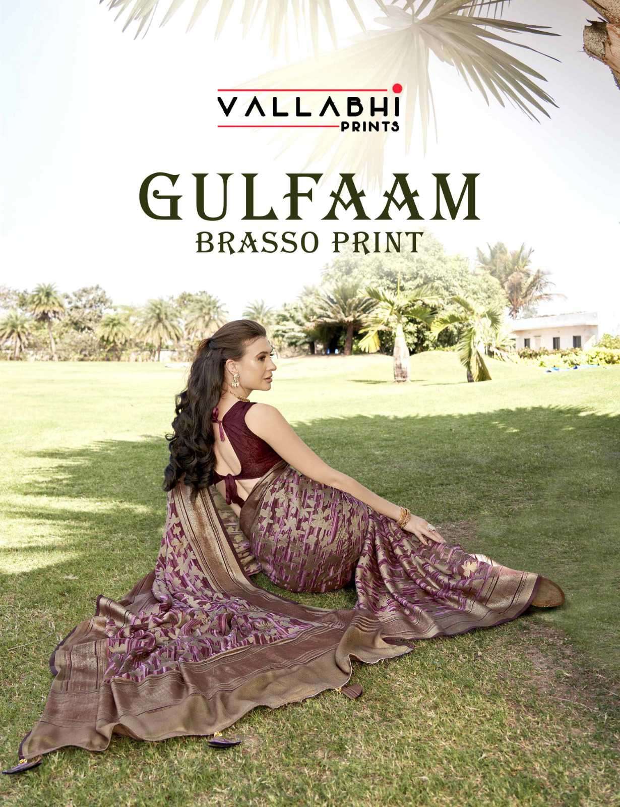 Vallabhi Prints Gulfaam Fancy Brasso Print Saree Catalog Exporters