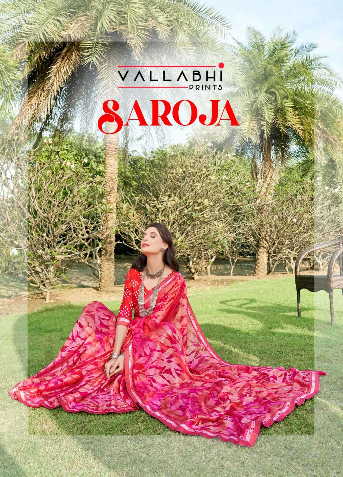 Vallabhi Prints Saroja Fancy Brasso Prints Saree Catalog Dealers