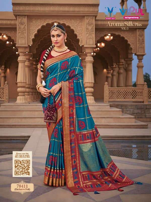 Vipul Aroma Silk 78411 Colors Fancy Designer Festive Wear Silk Saree Dealers