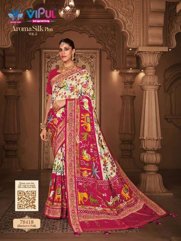 Vipul Aroma Silk 78418 Colors Fancy Style Designer Dola Silk Saree Collection