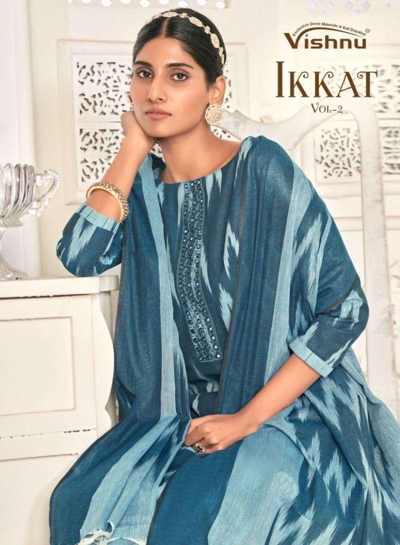 Vishnu Ikkat Vol 2 Fancy Cotton Ladies Dress Catalog Exporters