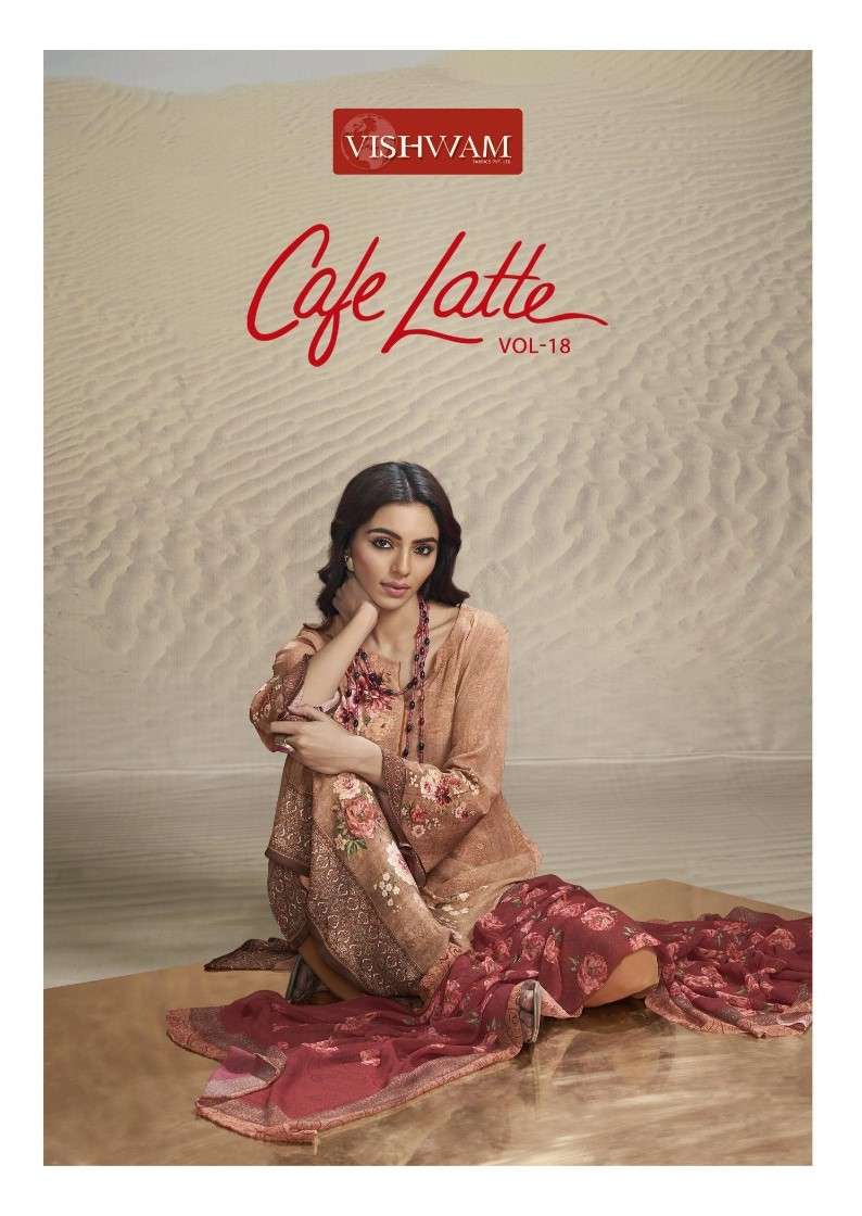 Vishwam Cafe Latte Vol 18 Exclusive Crape Silk Ladies Suit Catalog Dealers