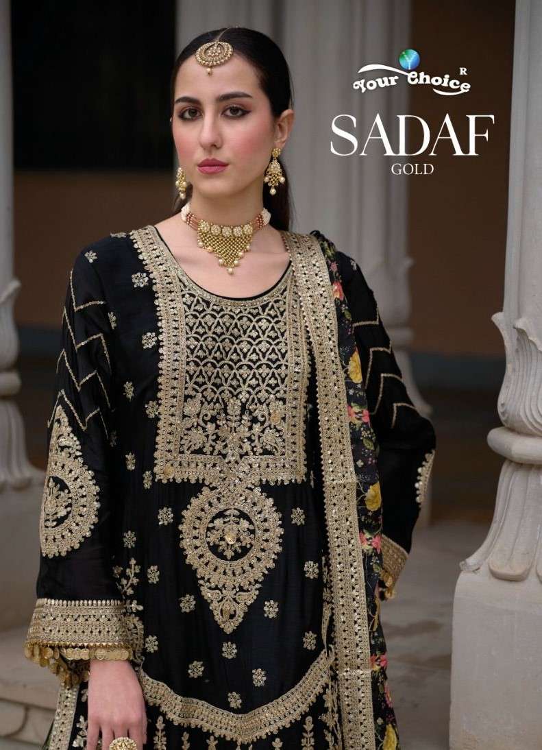 Your Choice Sadaf Gold Designer Pakistani Style Wedding Wear Dress Suppliers