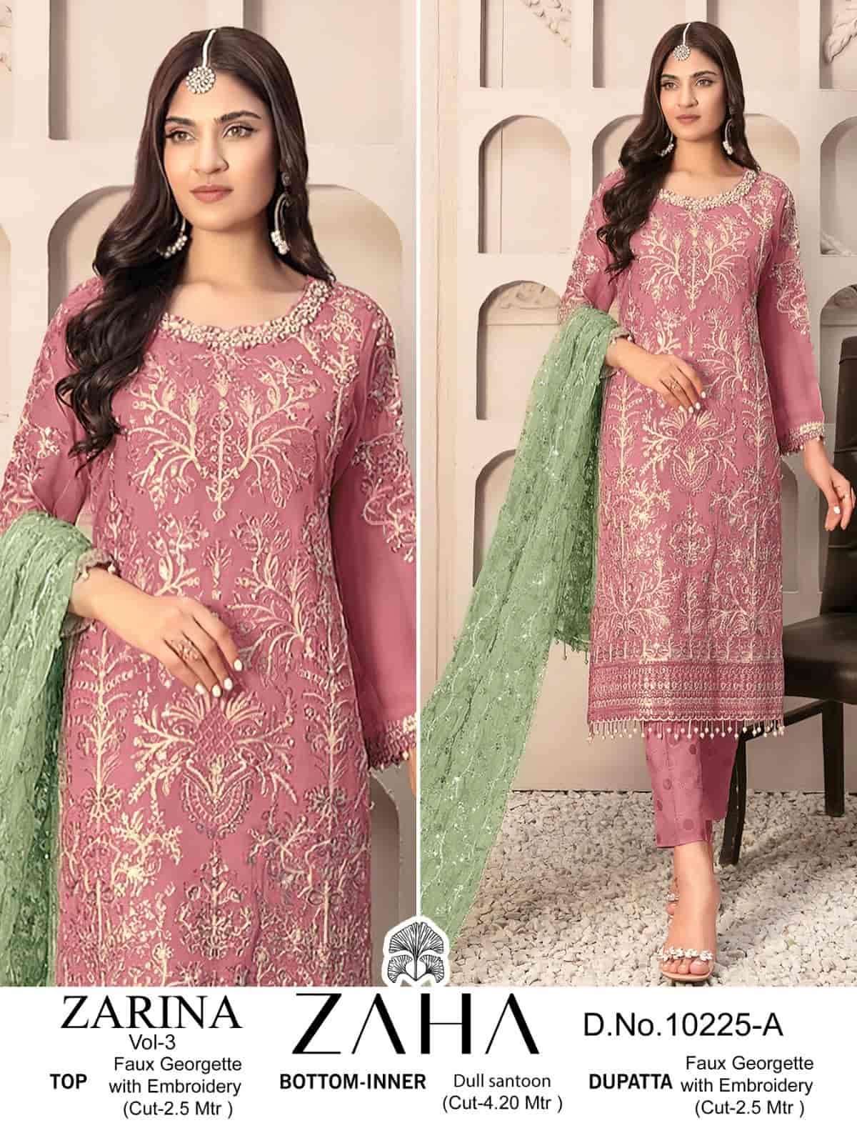 Zaha 10225 A Pakistani Festive Wear Style Designer Salwar Suit Wholesalers